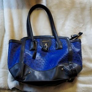 London fog blue and black ostrich purse